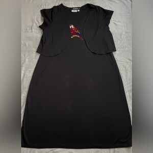 Quacker Factory Dress Cardigan Set 2X Womens Parrot Sequin Jersey Knit Midi